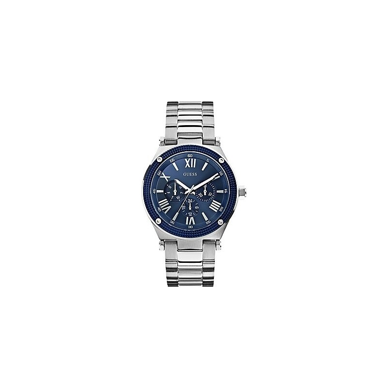 Guess Hodinky Silver-Tone and Blue Roman Watch