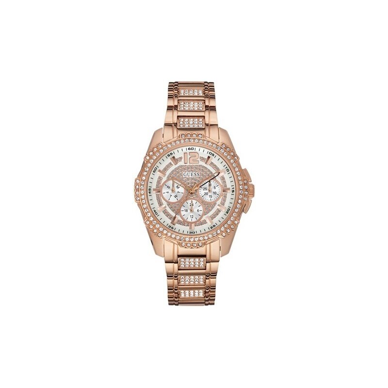 Guess Hodinky Rose Gold-Tone Glitz Active Sport Watch