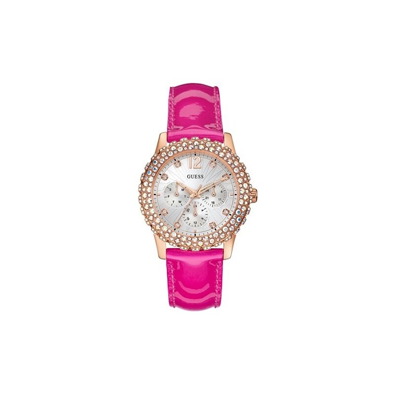Guess Hodinky Pink And Rose Gold-Tone Shimmering Sport Watch