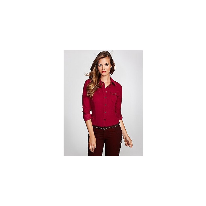 Guess Košile Natalie Corduroy Long-Sleeve Shirt červená