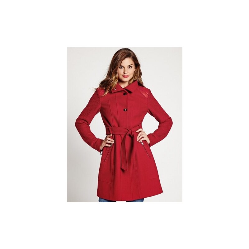 Guess Kabát Natalie Long-Sleeve Jacket červený