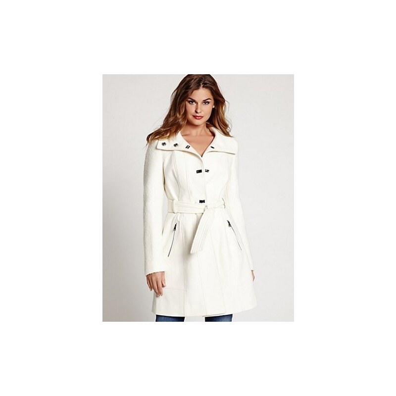 Guess Kabát Natalie Long-Sleeve Jacket bílý