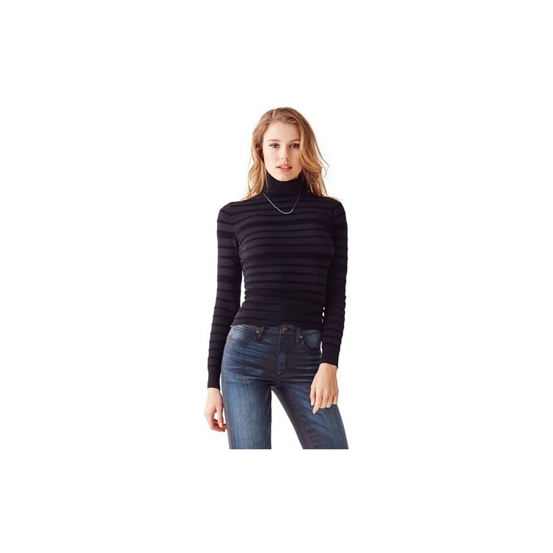 Guess Svetr Long-Sleeve Striped Mixed-Yarn Pullover, velikost XS