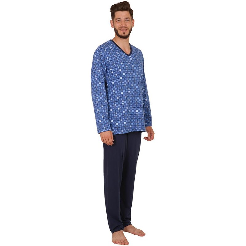 Lamido Pánské pyžamo dlouhé Emil kostky na modré