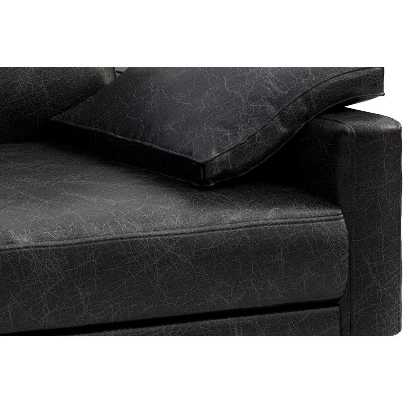 Černá vintage kožená rohová pohovka MESONICA Musso, levá, 248 cm