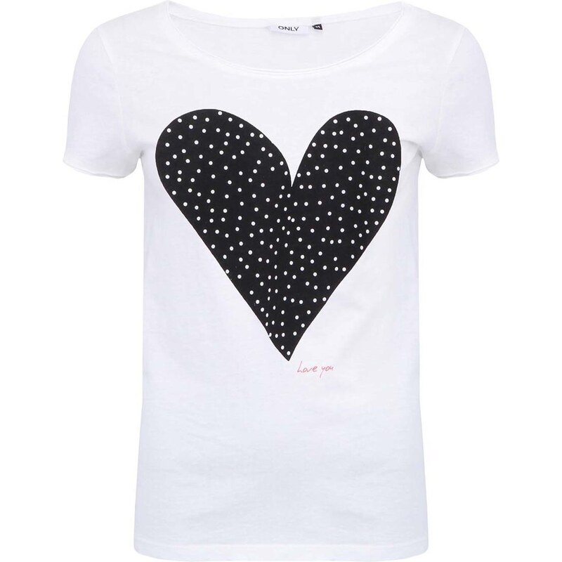 Bílé tričko s černým srdcem ONLY Heart