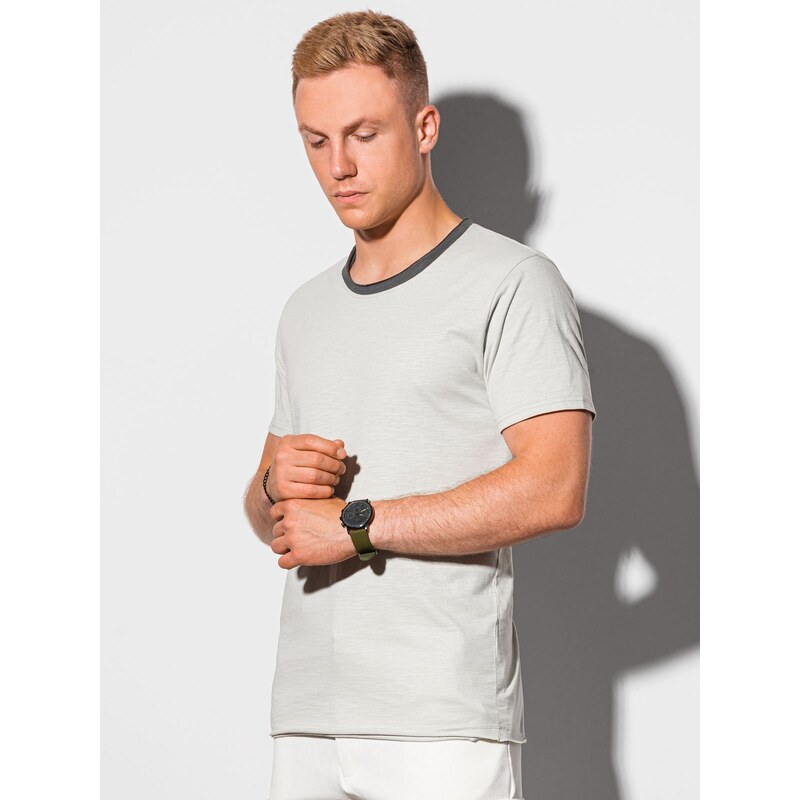 Ombre Clothing Pánské basic tričko Vibeke světle šedá S1385