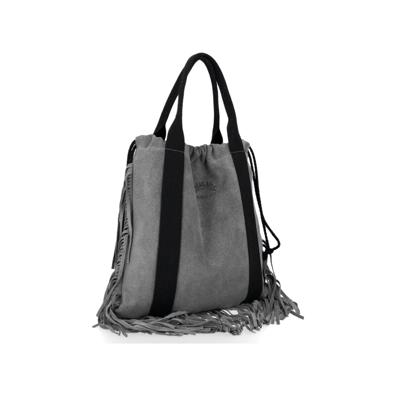 Kožené kabelka shopper bag Vittoria Gotti šedá B7 61449129