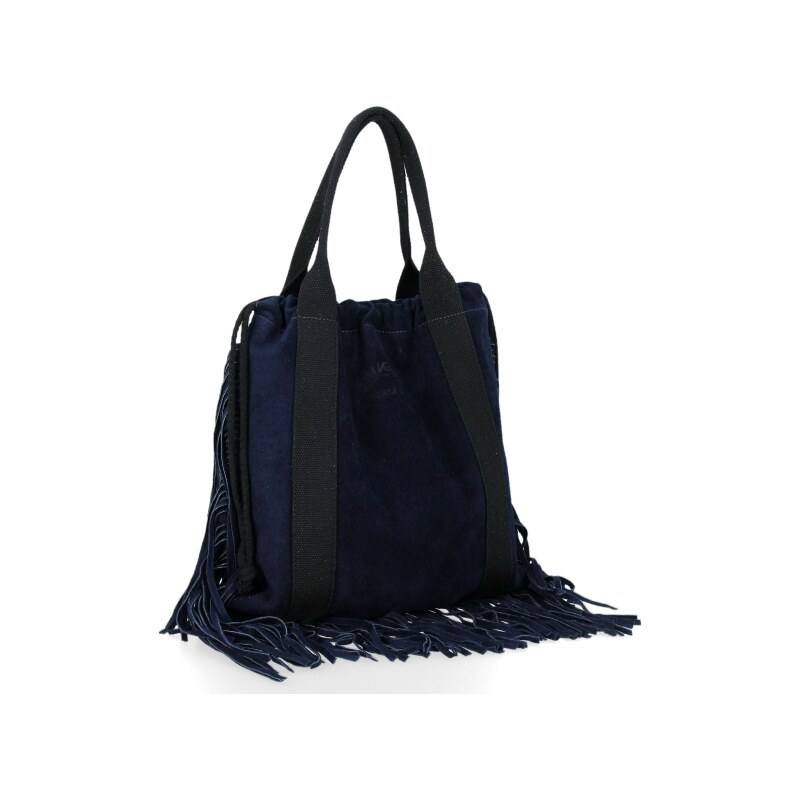 Kožené kabelka shopper bag Vittoria Gotti tmavě modrá B7