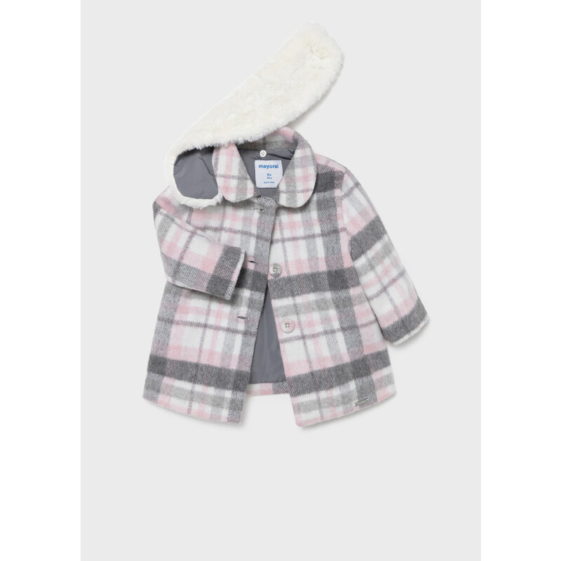 Mayoral Check coat for baby girl, Pink