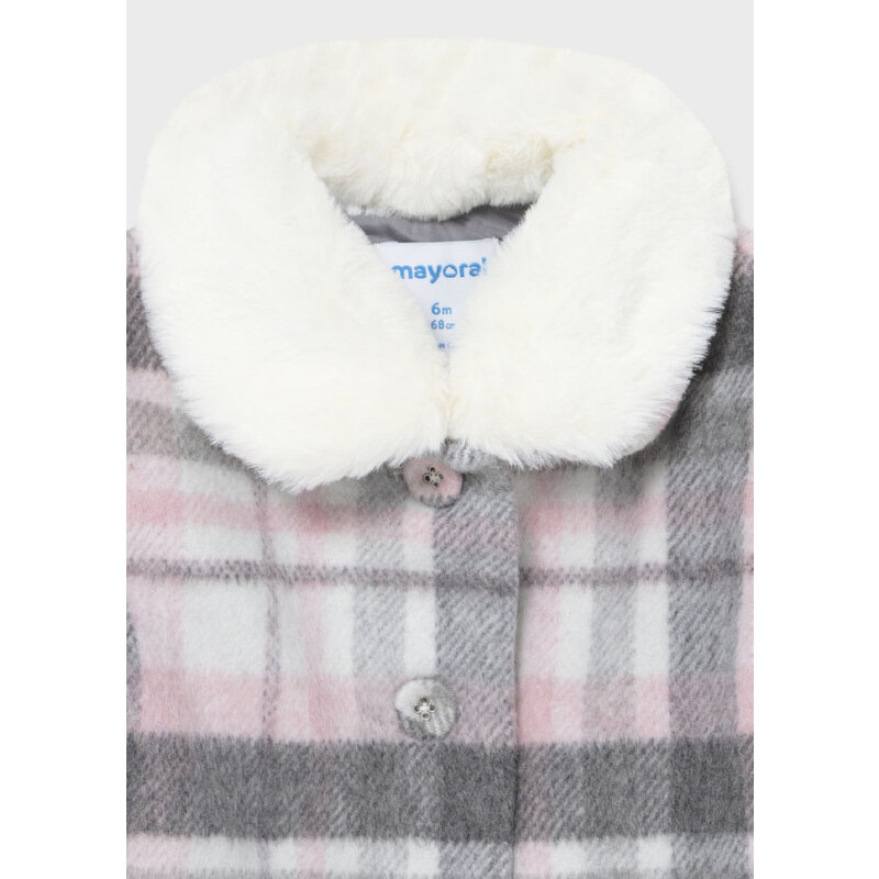 Mayoral Check coat for baby girl, Pink