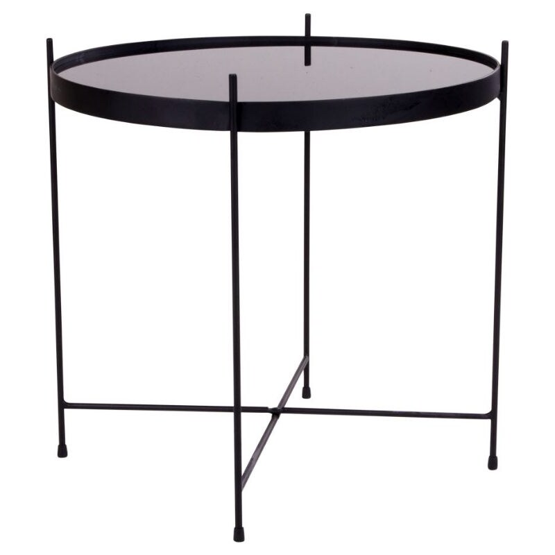 Nordic Living Černý kulatý skleněný konferenční stolek Emeli 48 cm