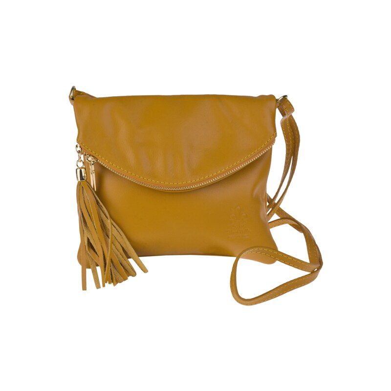 Žlutá kožená italská crossbody kabelka Tina Gialla Senape