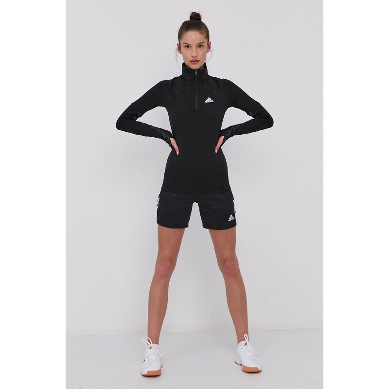 Kraťasy adidas Performance GM7330 dámské, černá barva, hladké, medium waist