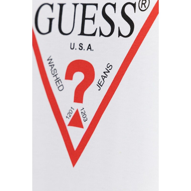 Dětské bavlněné šaty Guess bílá barva, mini, jednoduché