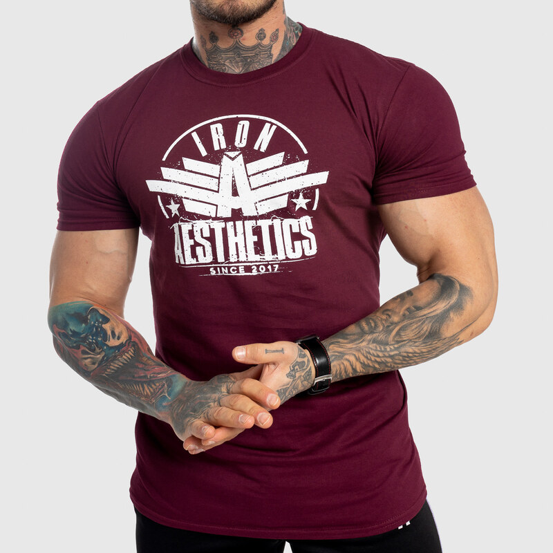 Pánské fitness tričko Iron Aesthetics Force, bordové