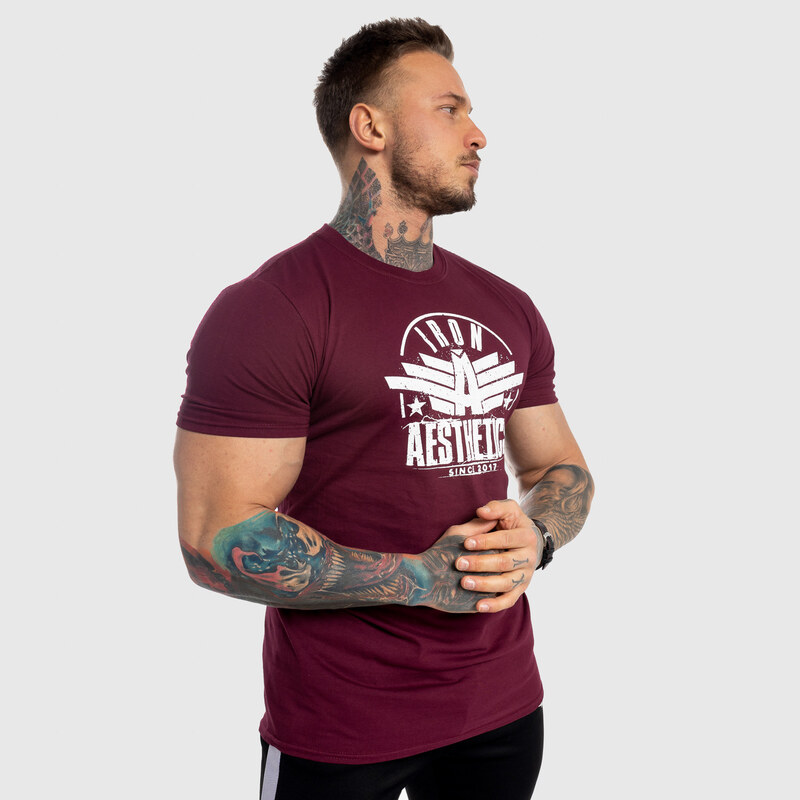 Pánské fitness tričko Iron Aesthetics Force, bordové