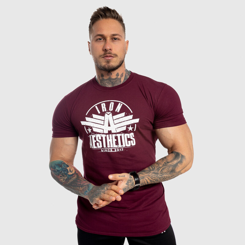 Pánské fitness tričko Iron Aesthetics Force, bordové