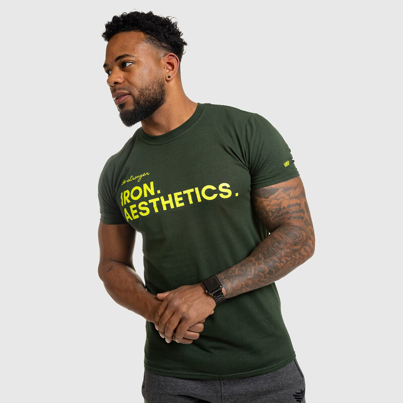 Pánské fitness tričko Iron Aesthetics Be Stronger, zelené