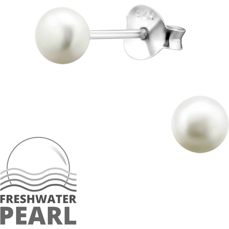 LUNICA Stříbrné náušnice perličky 4mm 100449137