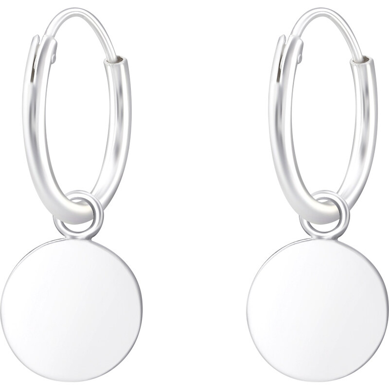 SYLVIENE Stříbrné náušnice kroužky 12 mm s přívěskem 61625486
