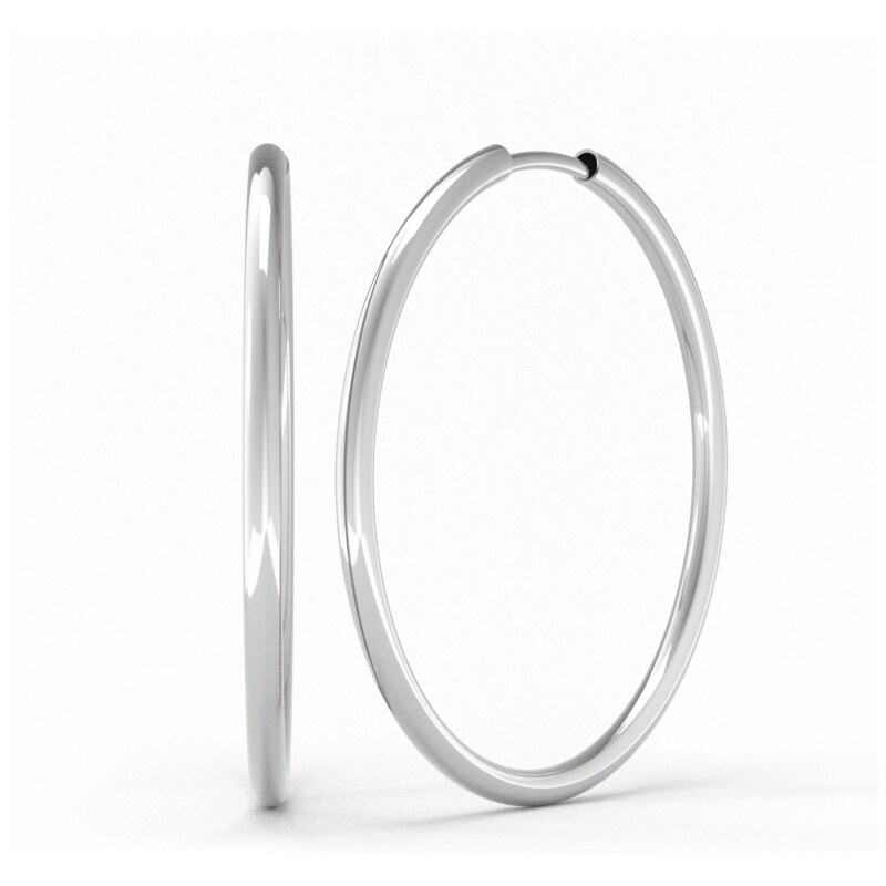 SOLUNA CIRCLES elegantní zlaté náušnice kruhy - průměr 3 cm bílé