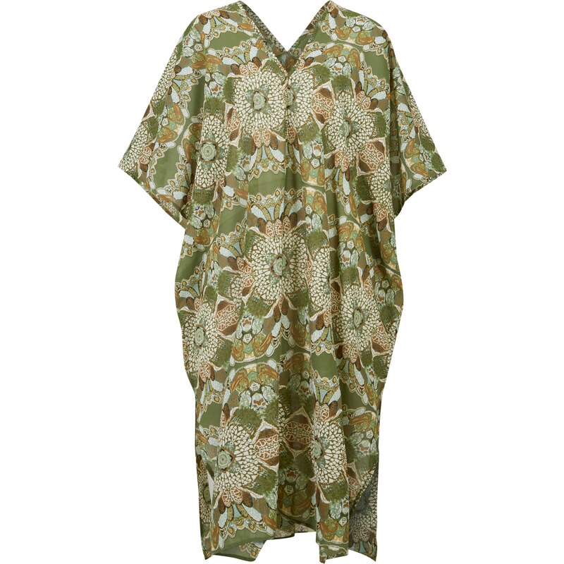 bonprix Plážové šifonové tunikové šaty Zelená