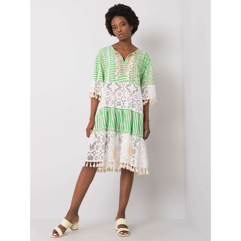Italy Moda Dress-DHJ-SK-13567.41P-white-green