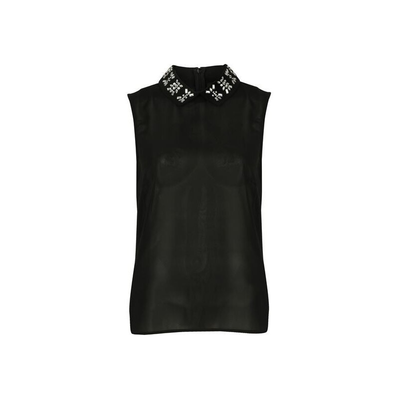 Rock and Rags Gem Collar Top Black 8 (XS)