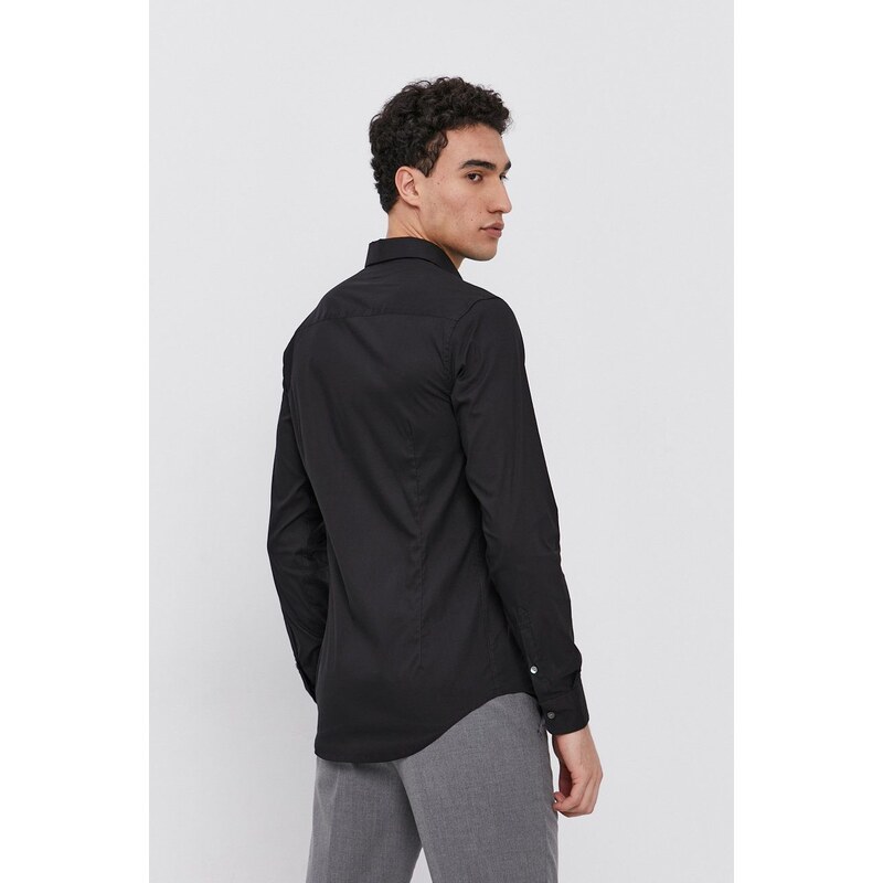 Košile Emporio Armani pánská, černá barva, regular, s klasickým límcem, 8N1C09 1NI9Z