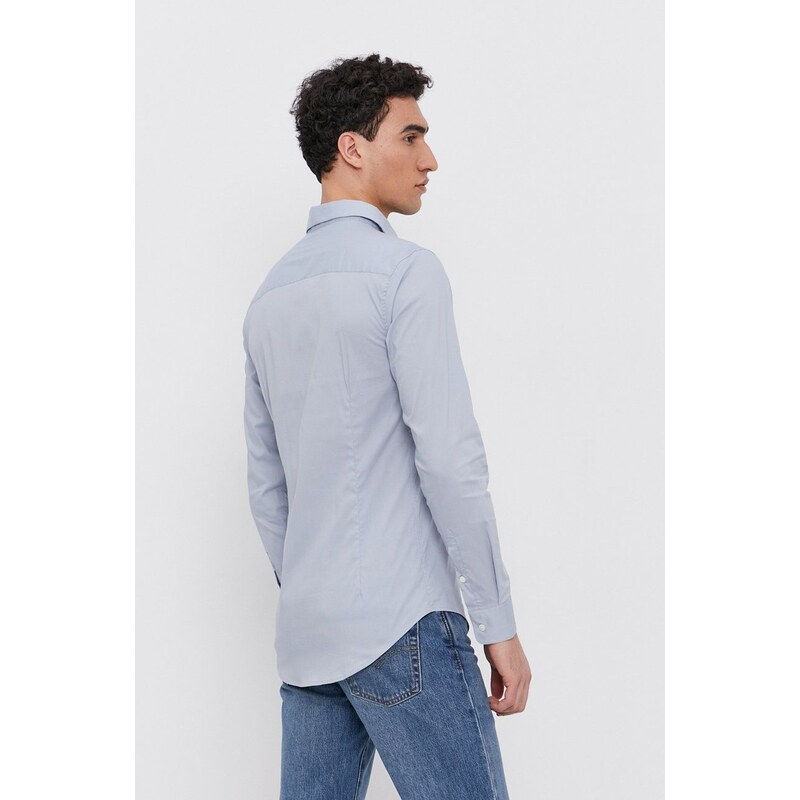 Košile Emporio Armani pánská, modrá barva, regular, s klasickým límcem, 8N1C09 1NI9Z
