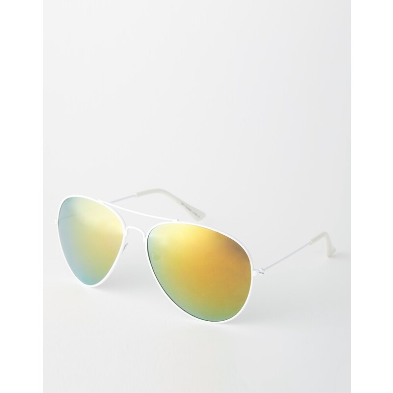 Daisy Street Aviator Sunglasses - White