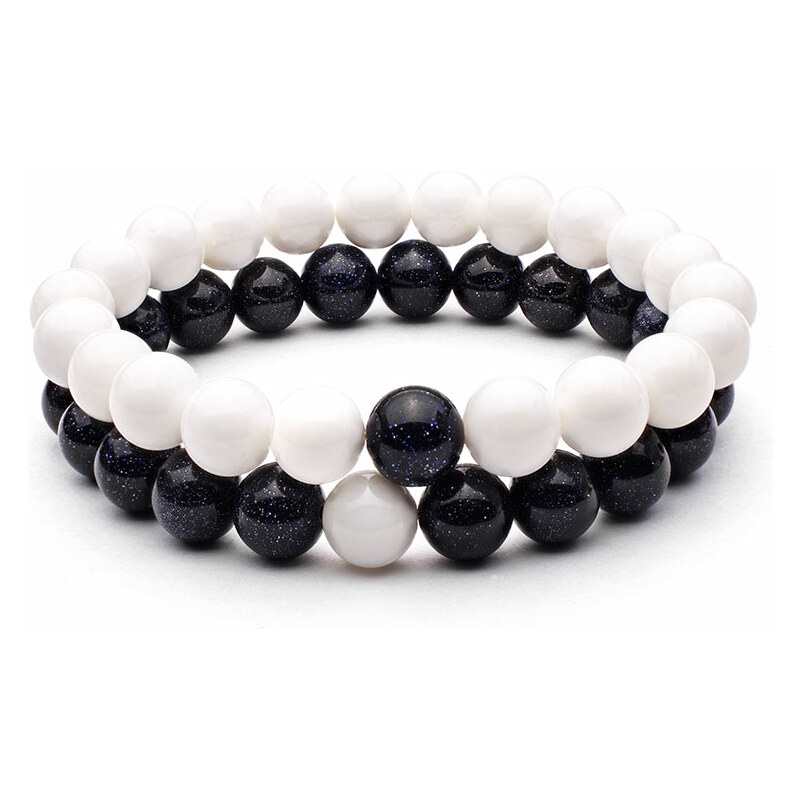 BudNej Náramky pro páry YIN a YANG STYLE z tridacny a modrého živce 61695982