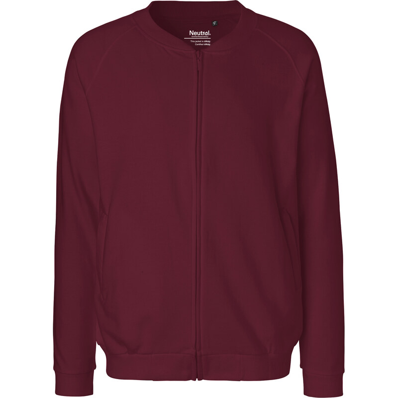 Unisex mikina na zip bez kapuce z bio bavlny Neutral