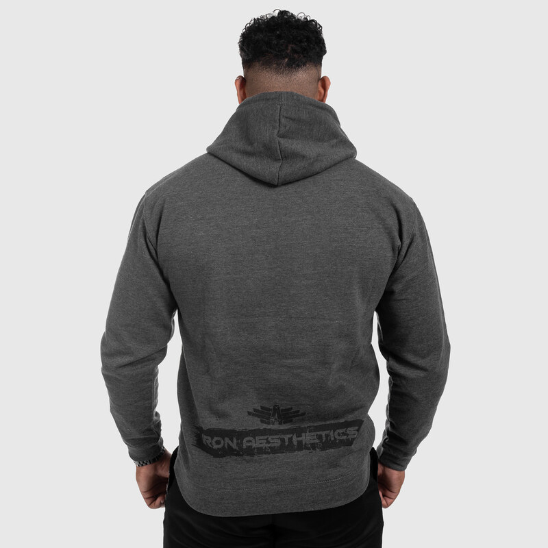 Fitness mikina bez zipu Iron Aesthetics Force, Charcoal Grey