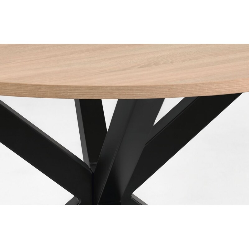 Dubový jídelní stůl Kave Home Argo 120 cm s černou kovovou podnoží