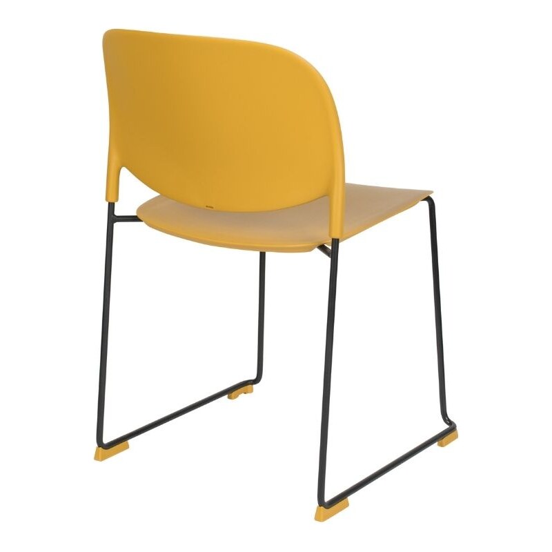 White Label Hořčicově žlutá plastová jídelní židle WLL Stacks