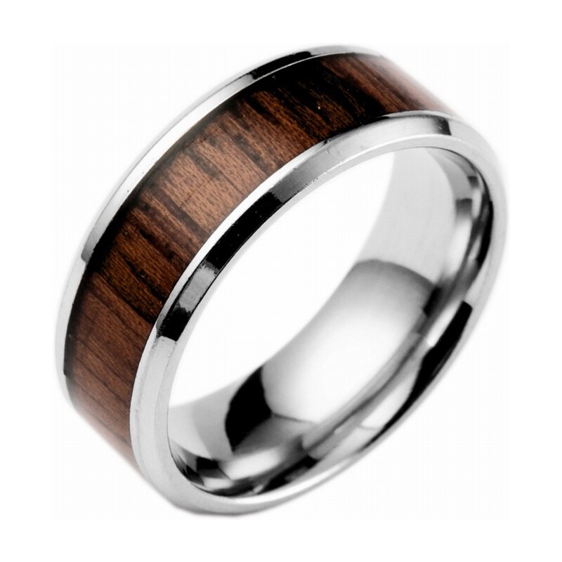 NAKY Ocelový prsten Wooden Classic