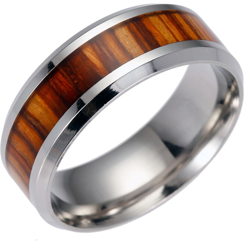 NAKY Ocelový prsten Wooden Light