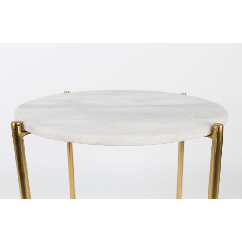 White Label Bílý mramorový odkládací stolek WLL TIMPA 44,5 cm