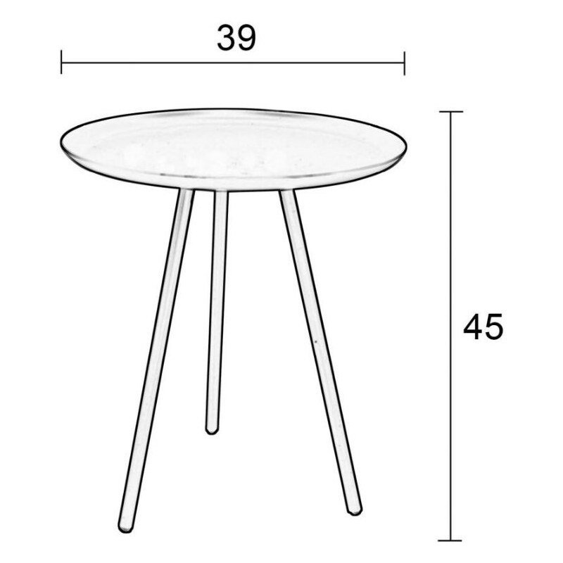 White Label Mangově žlutý kovový odkládací stolek WLL FROST 39 cm