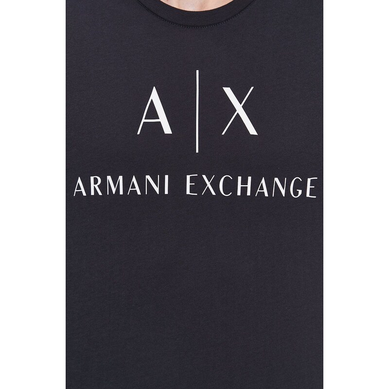 Tričko s dlouhým rukávem Armani Exchange pánské, tmavomodrá barva, s potiskem, 8NZTCH Z8H4Z NOS