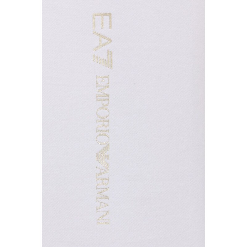 Mikina EA7 Emporio Armani dámská, bílá barva, s potiskem