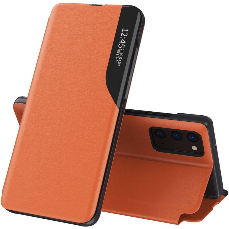 IZMAEL.eu Elegantní knižkové pouzdro View Case pro Samsung Galaxy A02s oranžová