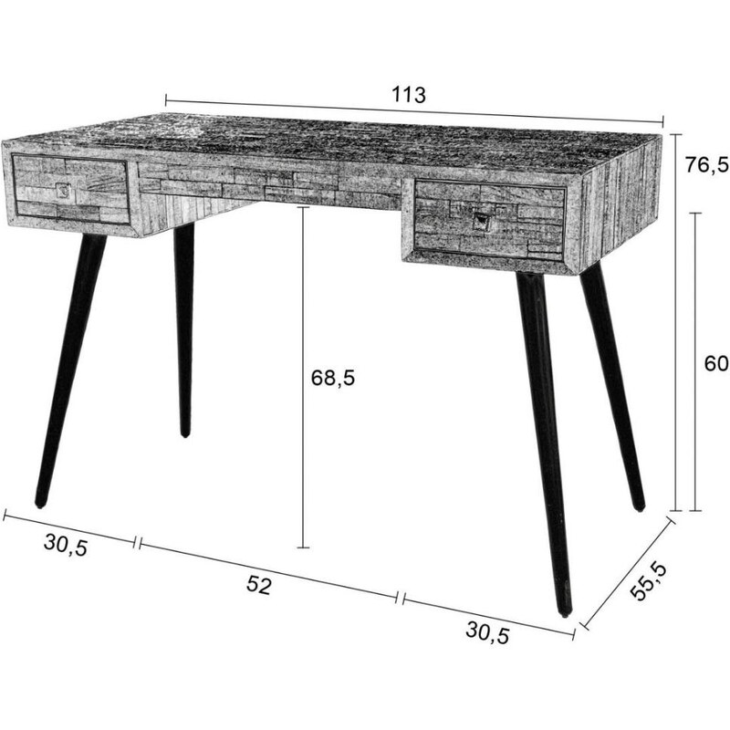White Label Dřevěný kancelářský stůl WLL LEO 118x56 cm