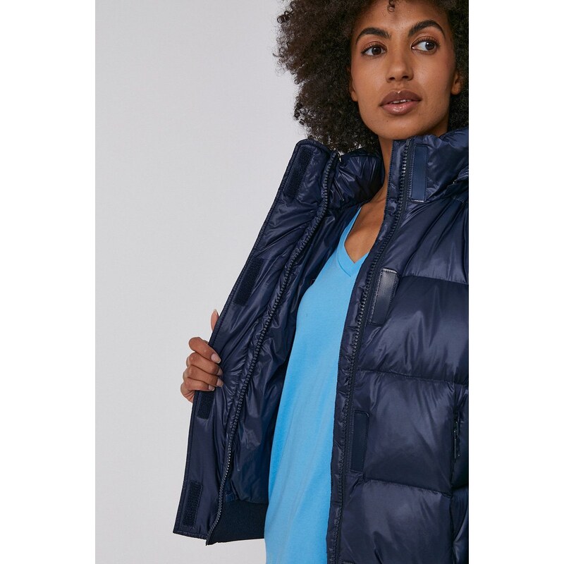 Péřová bunda Armani Exchange dámská, tmavomodrá barva, zimní