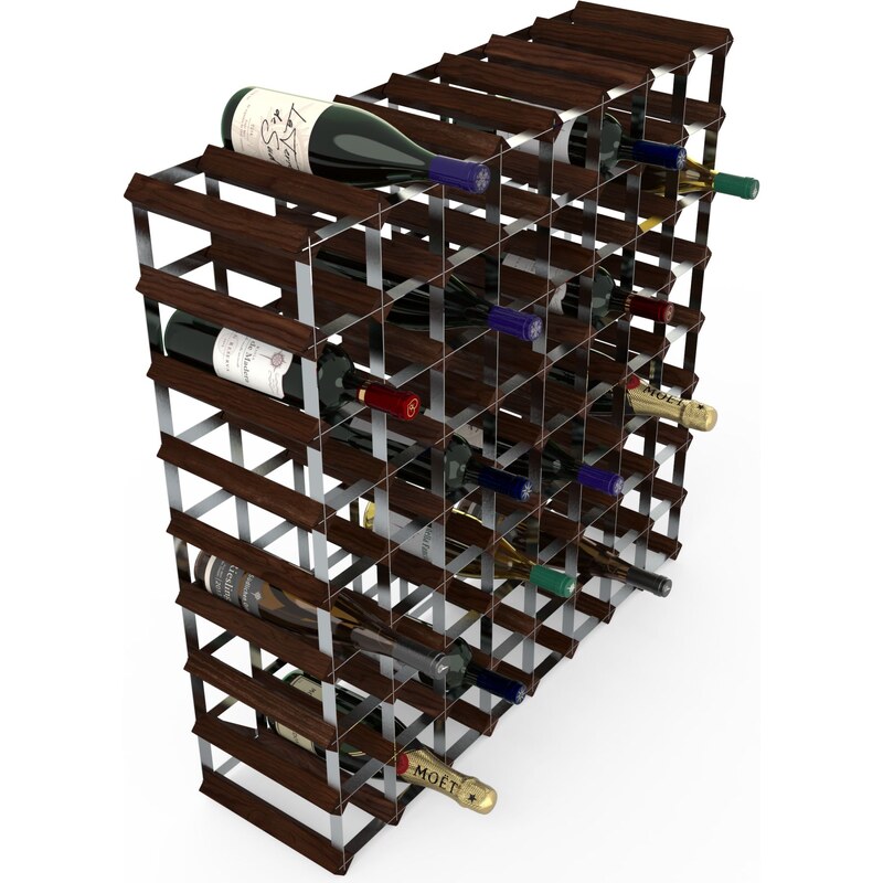 Stojan na víno RTA na 72 lahví, tmavá borovice - pozinkovaná ocel / rozložený