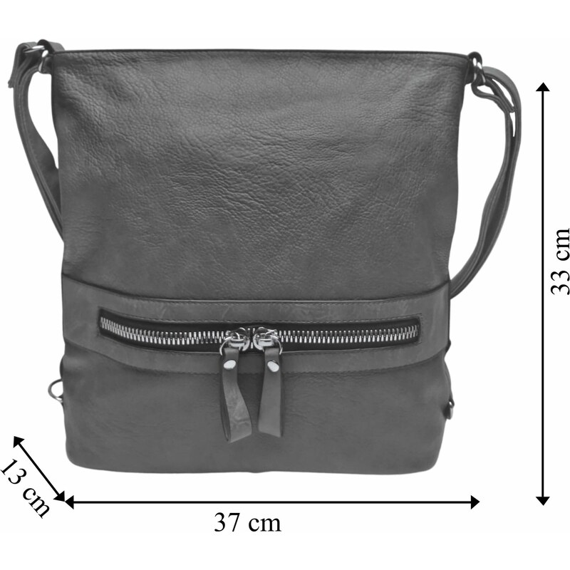 Tapple Velký středně šedý kabelko-batoh 2v1 z eko kůže