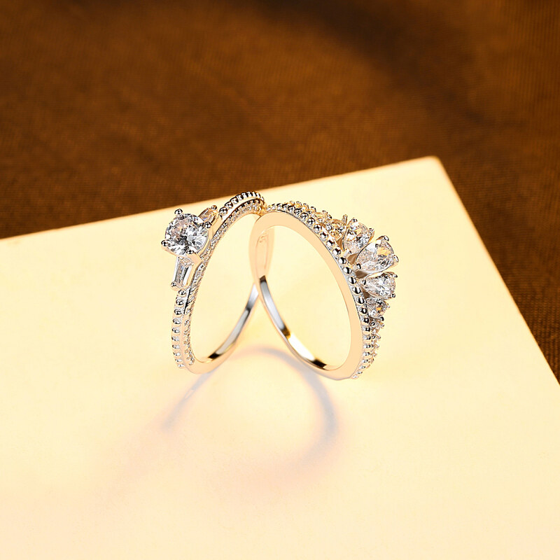 Linda's Jewelry Stříbrný dvojitý prsten Tiara Ag 925/1000 IPR095