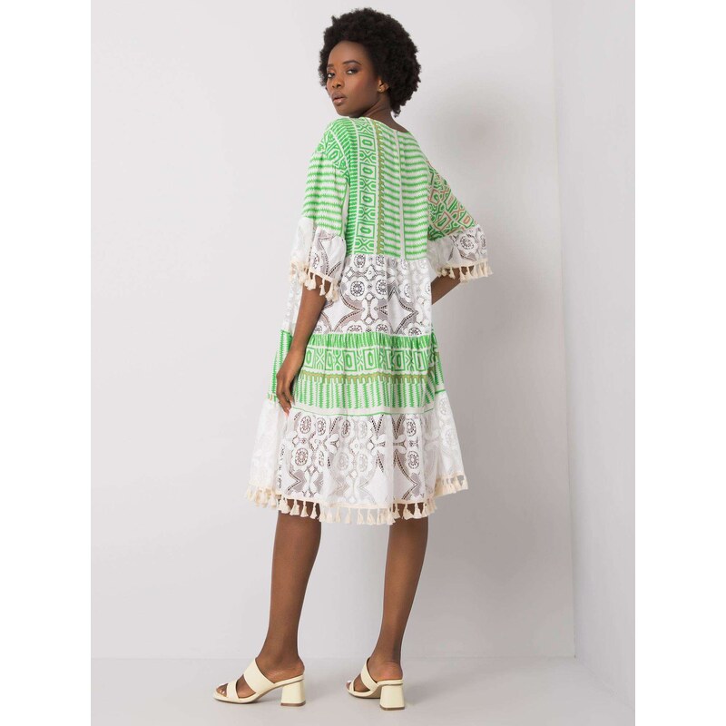 Fashionhunters Zelené boho šaty Nayeli